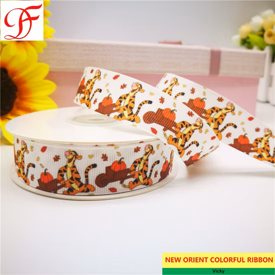 Manufacture Hot Sale OEM Customized Thermal Transfer Printing Grosgrain/Pethersham Satin, Organza/Sheer Ribbon for Bows/Decoration/Korea/Xmas